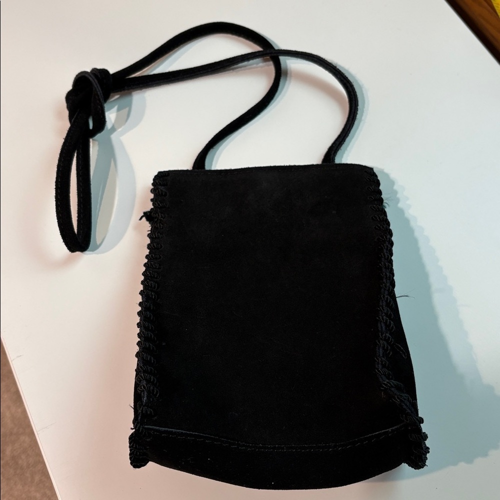 Urban Outfitters black suede small purse whip stitching details one pocket